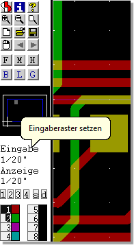 BAE Version 7.4: Layouteditor: Toolbar Rasteranzeige und Rasterauswahl